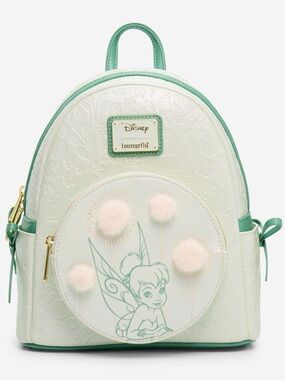 New Loungefly Disney Peter Pan Tinker Bell Dandelion Pom Pom Mini Backpack